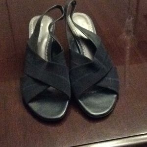 Black Heeled Spandex Sandals